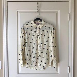 Asos petite white elephant print shirt，UK14/US10